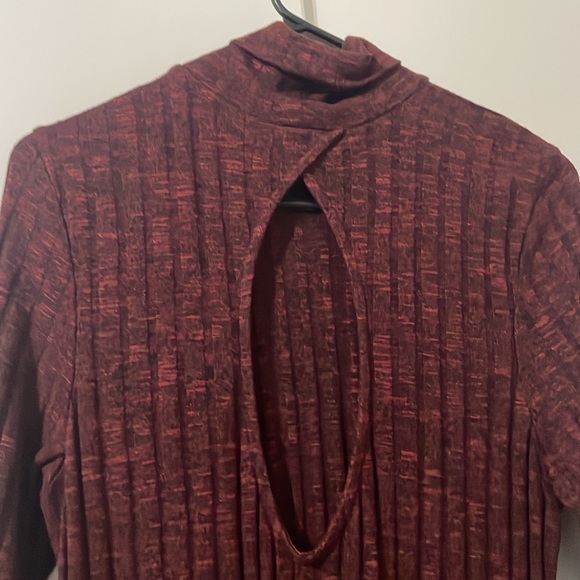 American Eagle Womens Sheath Dress Mock Neck Red Keyhole Back - Picture 8 of 14